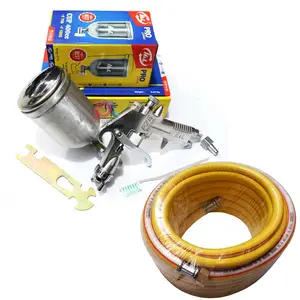 Paket 2in1 H&L Spray Gun F75G Tabung Atas Plus Selang Kompressor 10m spraygun  vaporblasting spraygun alat bantu cat semprot