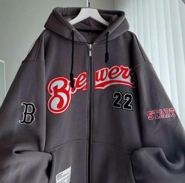 ÁO KHOÁC NỈ DÂY KÉO GIẢ HOODIE THÊU THÂN TRƯỚC CÓ TÚI LOGO DÀY CHỐNG NẮNG NÓNG LUNAS Nam Menswear Tay Dài Dài Tay Tay Dài Dài Tay áokhoác hoodie 5
