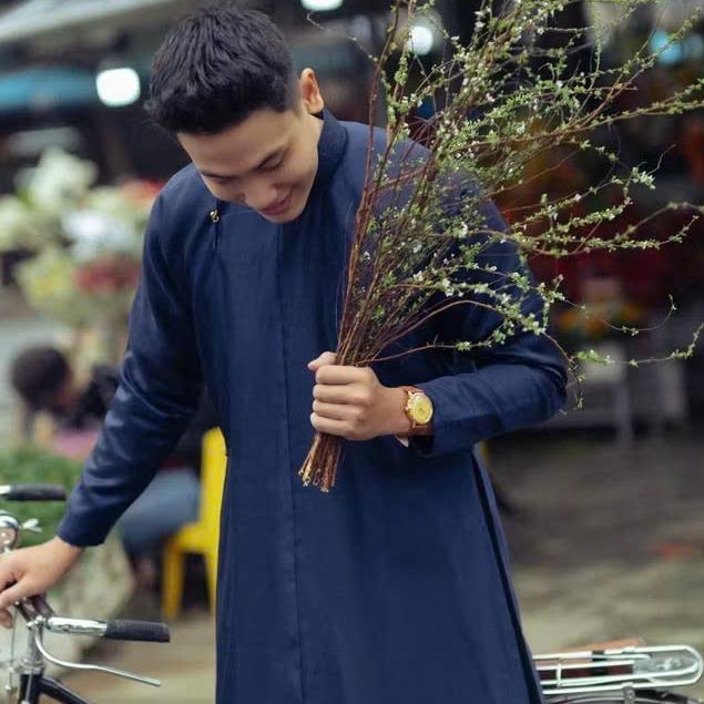 Set Áo tâc nam, Áo ngũ thân tay chẽn 2 lớp chất lụa tây thi cao cấp 4