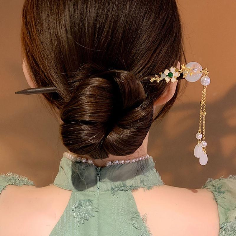 Jed Kayu Loket Rumbai Jepit Rambut, Tongkat Rambut Purba, Penyepit ...