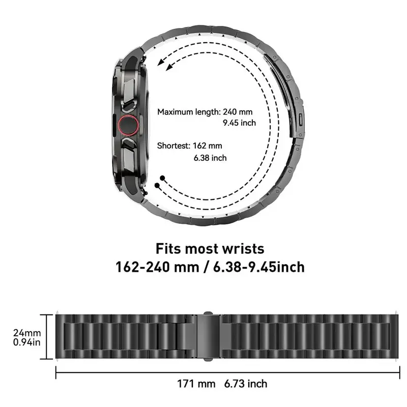 Silicone/Stainless Steel Watch Band Compatible With V69/NX8, 1 Set Quick Release Replacement Watch Band for Men, Smart Watch Accessories 5