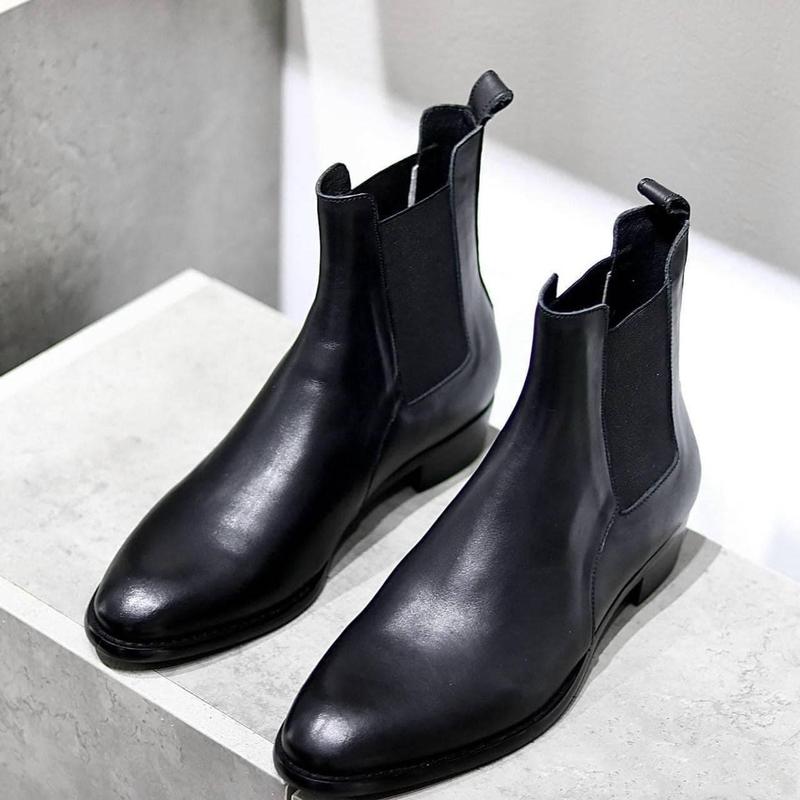 Chelsea Boot Nam Kiểu Dáng Cao Cổ Thời Trang, Giày Da Nam Trơn Bóng Đế Cao 4cm - Xưởng Giày Chelsea Boot 1