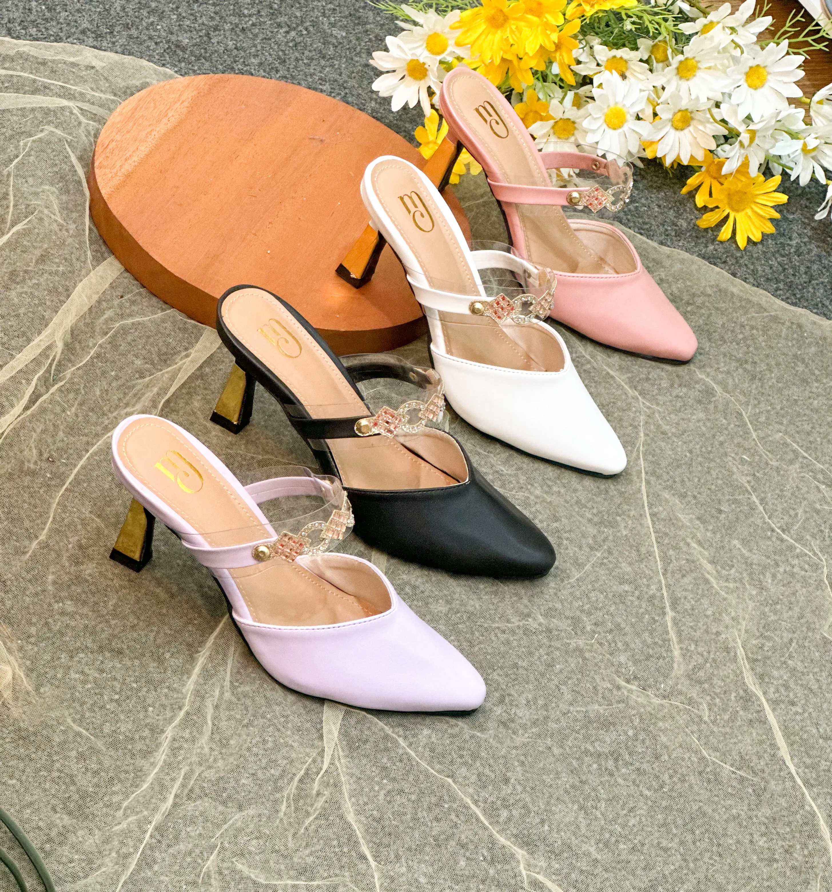 Muchu - Jasmine Heels Wanita 7 cm / Heels Wisuda / Heels Kerja / Heels Pesta / Heels Slop HM 10 Shoes Sendal