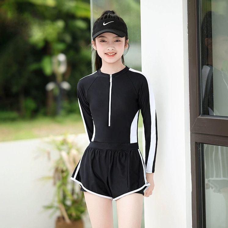 Product Introduction of Children's Swimsuit Girls' Swimsuit Middle and Older Children's New Junior High School Student Conservative Professional Training One-Piece Swimsuit 0