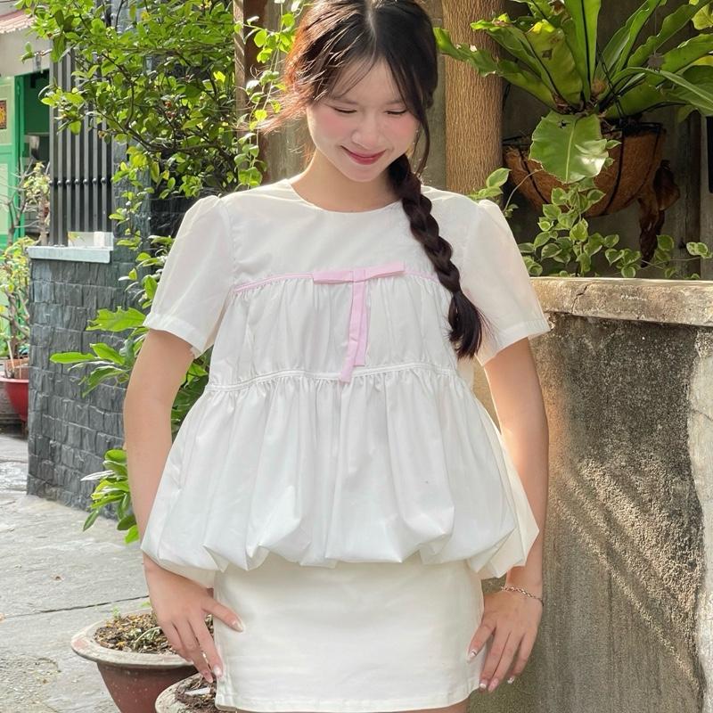 DOXI - Áo Bí Phối Nơ 4 Màu- TARA TOP