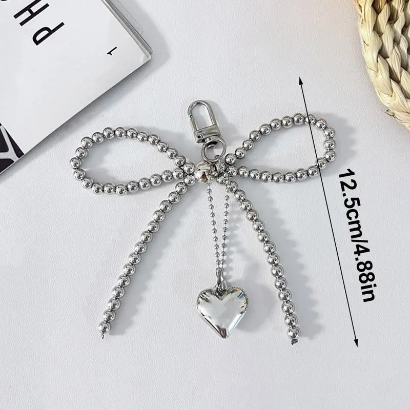 Mặt Dây Chuyền Trái Tim, Thiết Kế Thắt Nơ Đơn Giản, Quyến Rũ Túi, Mặt Dây Chuyền Túi, Phụ Kiện Túi 5
