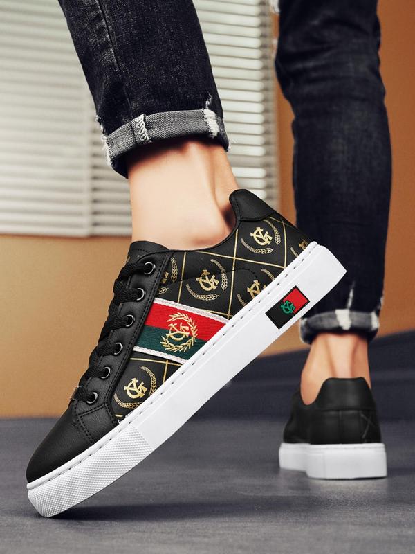 Men's Fashionable Lace Up Low Top Sneakers, Casual Comfortable Sports Shoes for Daily Wear, Trendy All-match Sneakers for Men, Closed 0