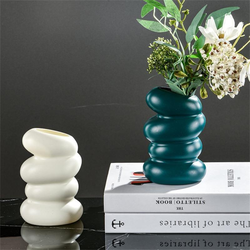 Bình xoắn ốc Xanh Lá trắng, giỏ hoa Bắc Âu, trang trí nhà cửa, phòng khách, vật trang trí, cắm hoa, chậu hoa trong nhà 1