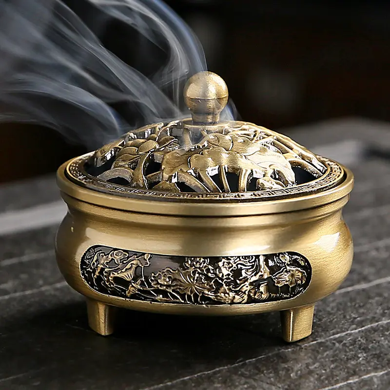 Lư Đồng Xông Trầm Trang Trí Phong Thuỷ Đón Tết A04 Hợp Kim Đồng Nguyên Khối Bền Đẹp - Decor Phòng, Dầu Thơm