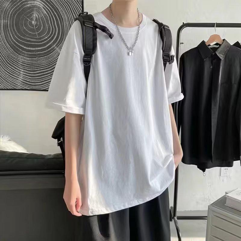 Product Introduction of Summer Short Sleeve T-Shirt for Men Korean Style Loose Trendy Versatile Solid Color Tee Shirt Ins Hong Kong Style Casual Round Neck Top 16