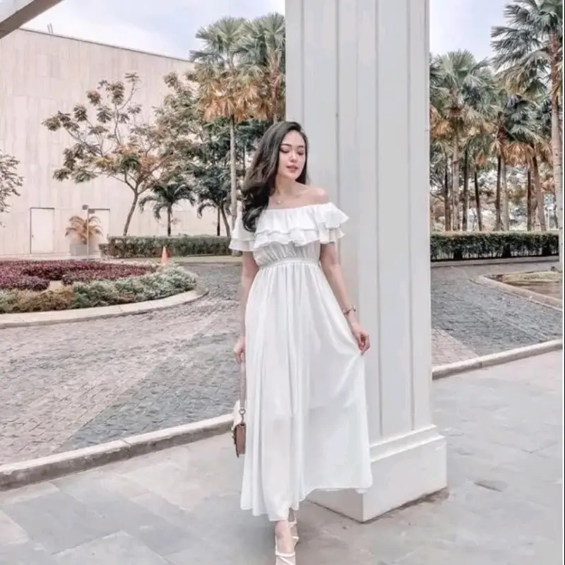 Miracle Sabrina Dress - Chiffon Import - Gaun Pesta Pantai Prewed Polos panjang formal Mewah 1