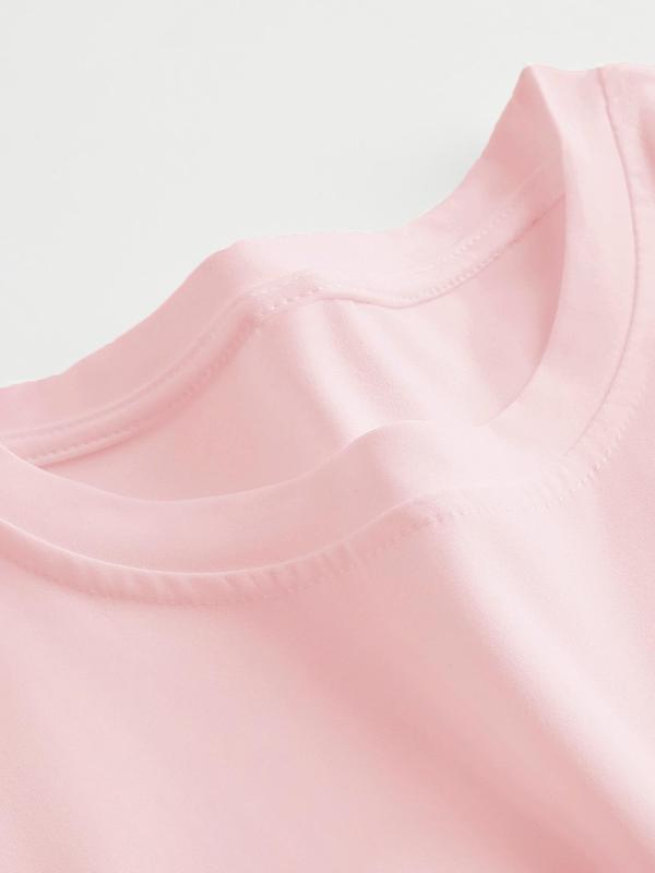 Cartoon Pattern Round Neck Graphic Tee, Casual Letter Print Short Sleeve T-shirt for Summer, Women's Top for Daily Wear 8
