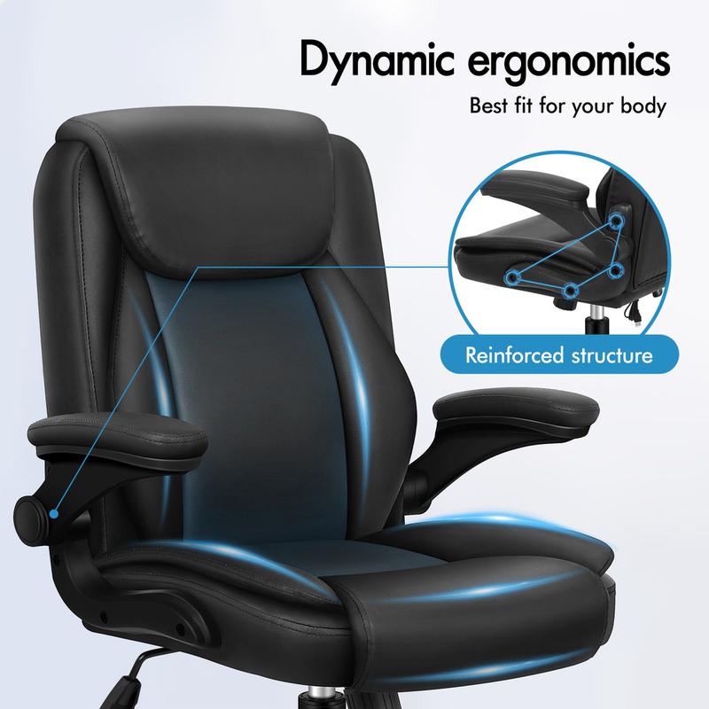 ELFORDSON Massage Office Chair Executive Computer Gaming Seat PU Leather Black 3
