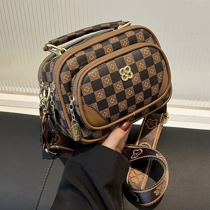 Túi Xách Nữ Thời Trang Đeo Vai Đeo Chéo Họa Tiết Hoa Phong Cách Hàn Quốc Bag Da ngăn dây bản