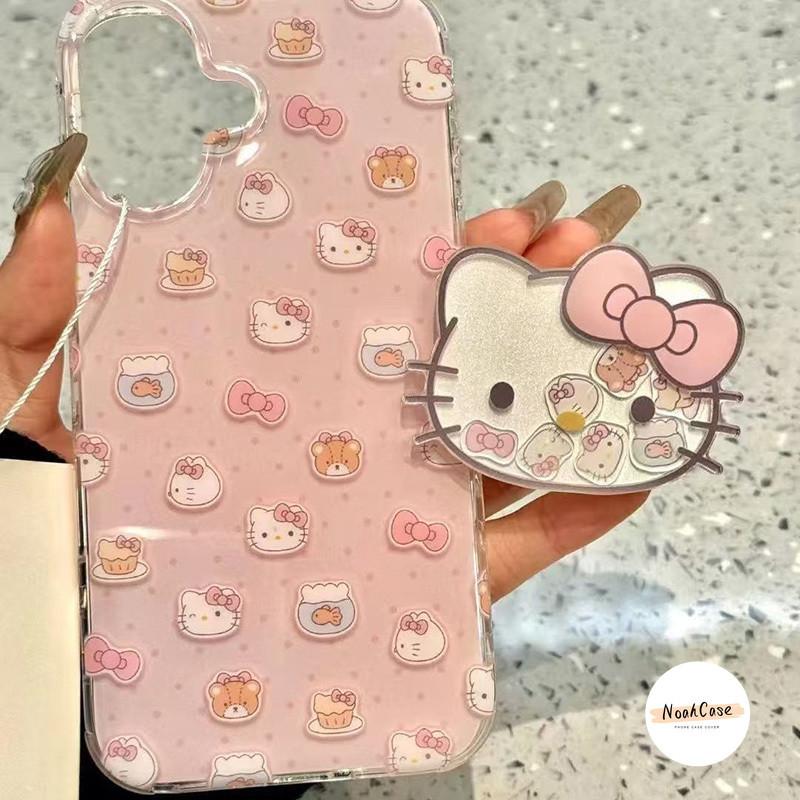 Ốp Lưng Cho IPhone 16 14 15 13 11 12 Pro Max XR 7 8 Plus X XS MAX Sàng Lọc Ngọt Hello Kitty Điểm Sóng Ốp Lưng Mềm IMD
