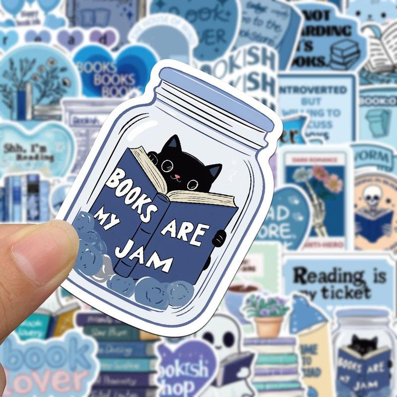 Bookish Sticker, 50pcs/set Creative Book Pattern Sticker, Decorative Sticker for Phone, Notebook, Handbook, DIY Decorative Sticker for Scrapbooking 4