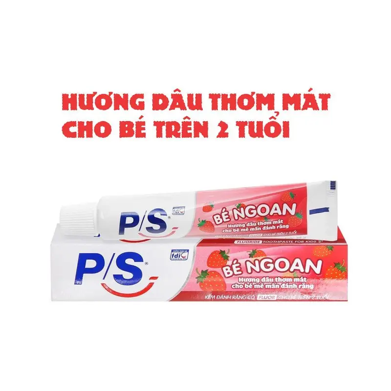 Kem đ﻿ánh răng cho bé nuốt được PS Bé Ngoan Hương Dâu 35g Trên 2 tuổi  - Tip kem đ﻿ánh răng cho bé kem  đánh 4