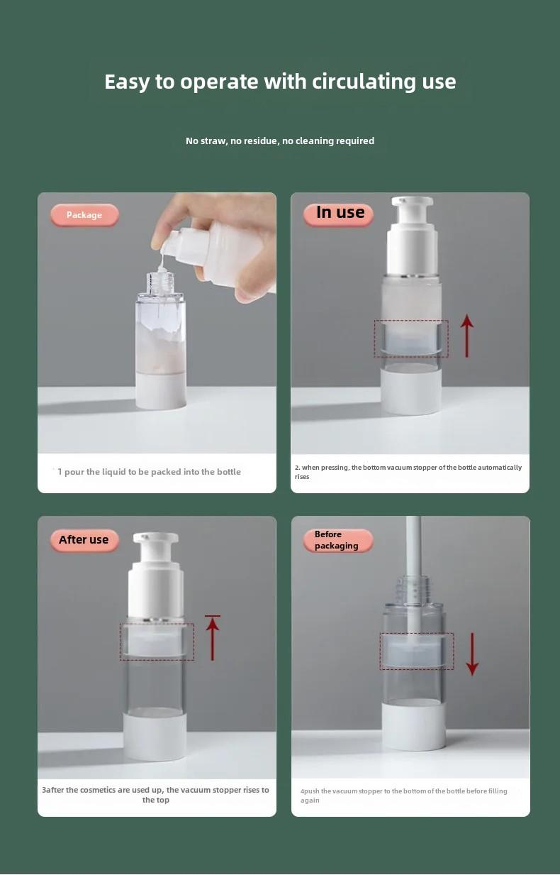 Product Introduction of 15ml 30ml 50ml 80ml 100ml Clear Airless Cosmetic Cream Pump Bottle Travel Size Dispenser Makeup Container for Cream Gel Lotion 10