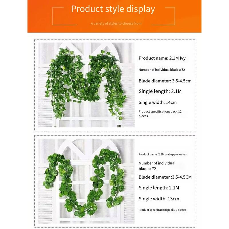Product Introduction of Cây thường xuân nhân tạo, Cây leo tổng hợp, Lá thường xanh giả, Trang trí vòng hoa giả, Tấm phủ tường xanh, Tấm treo, Thích hợp cho mọi mùa, Sử dụng trong nhà và ngoài trời, Làm bằng nhựa, Dây leo leo bốn mùa Decor Trang Trí Nhà Decor Phòng 14