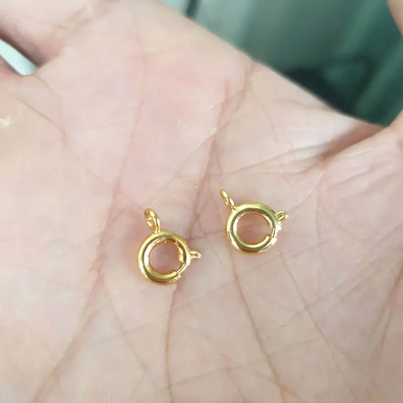(Tặng kèm Khoen Tròn) Móc Khóa Tròn Inox Mạ Vàng- Thay thế móc dây chuyền lắc tay 5