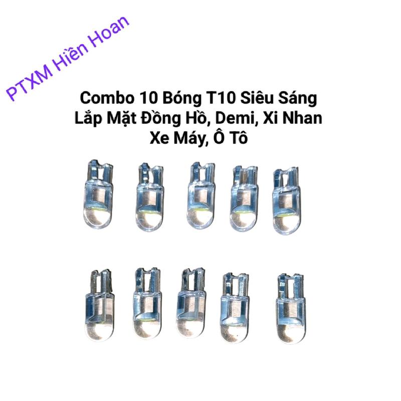 Combo 10 Bóng LED T10 Siêu Sáng LED T10 Lắp Mặt Demi Xi Nhan Xe Máy Ô Tô. Phụ Tùng Phụ Kiện. Bóng Đèn Đồng Hồ Wave 110