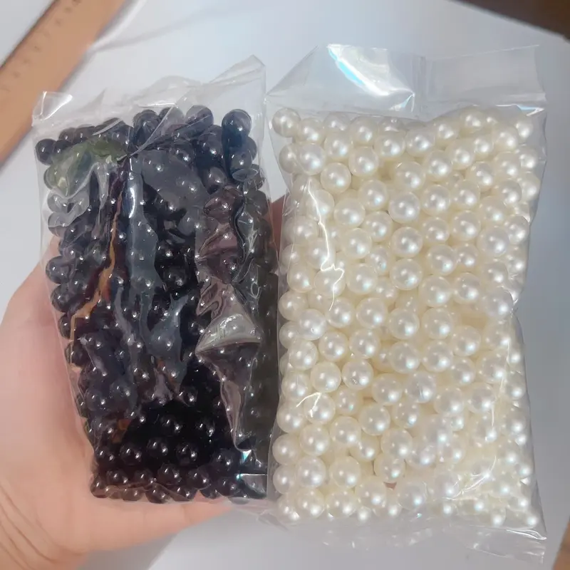 100g hạt giả ngọc không lỗ sử dụng chấu để đóng màu kem và đen 0