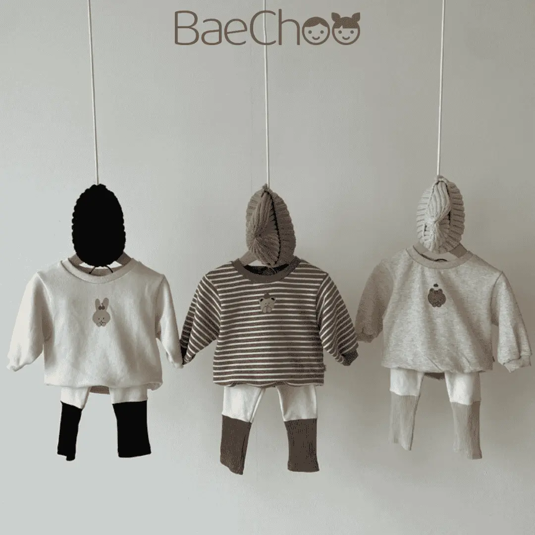 Quần legging lót lông thu đông Baechoo cho bé gái bé trai từ 1 đến 5 tuổi màu trắng phối ống quần màu đỏ, đen, nâu, kem