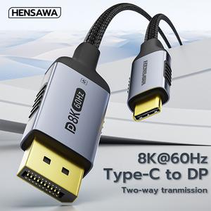 HENSAWA รุ่น VC213 USB-C 3.0 2 เมตร การแปลงสองทาง Type C to displayport Cable 2 ม Version 1.4 รองรับ 8K 60Hz HDR แบบไดนามิก