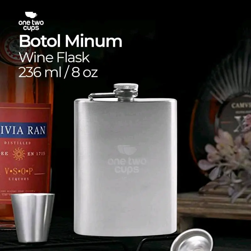 One Two Cups Botol Minum Wine Flask 8 oz - MS351