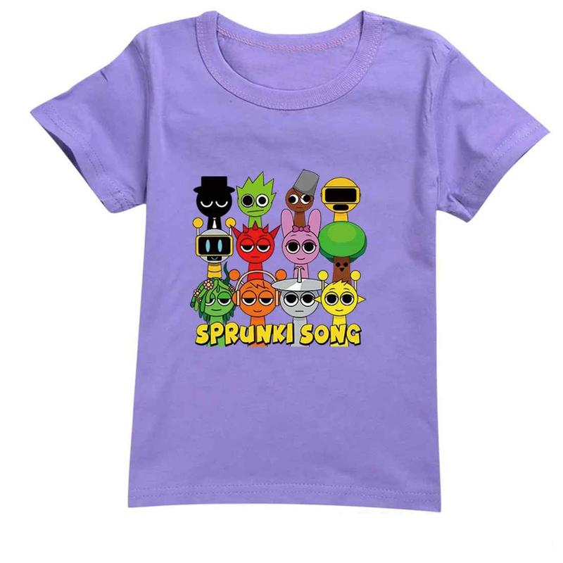 Áo thun trẻ em Áo POLYCOTTON mát mịn In Hình SPRUNKI SONG cho bé trai và bé gái Vải Cotton Baby Tee Women Top Voi Cổ Tròn Heart áo  baby áo  baby áo  len Flower 4