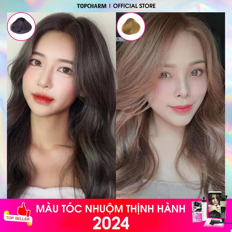 [LIVE]  Kem nhuộm tóc màu thời trang nâu lạnh xám khói đỏ tím nâu cam 30 màu không tẩy không khô không rát tóc Chamis 120ml (Dụng cụ kèm: Oxy, bao tay, lược, gói dưỡng) Đổi Màu Tóc