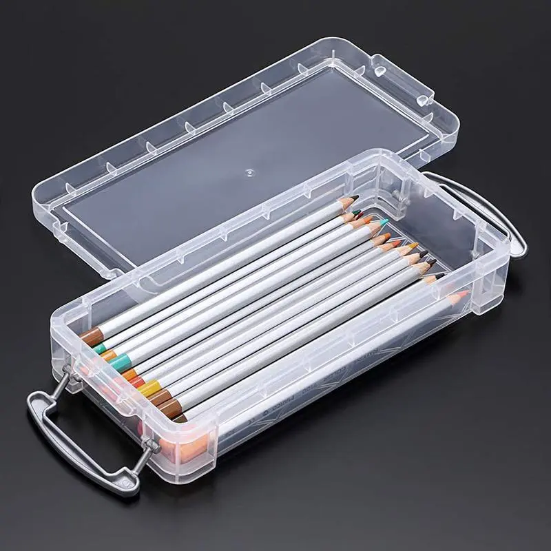 Transparent Pencil Box Student Desktop Pencil Stationery Storage ...