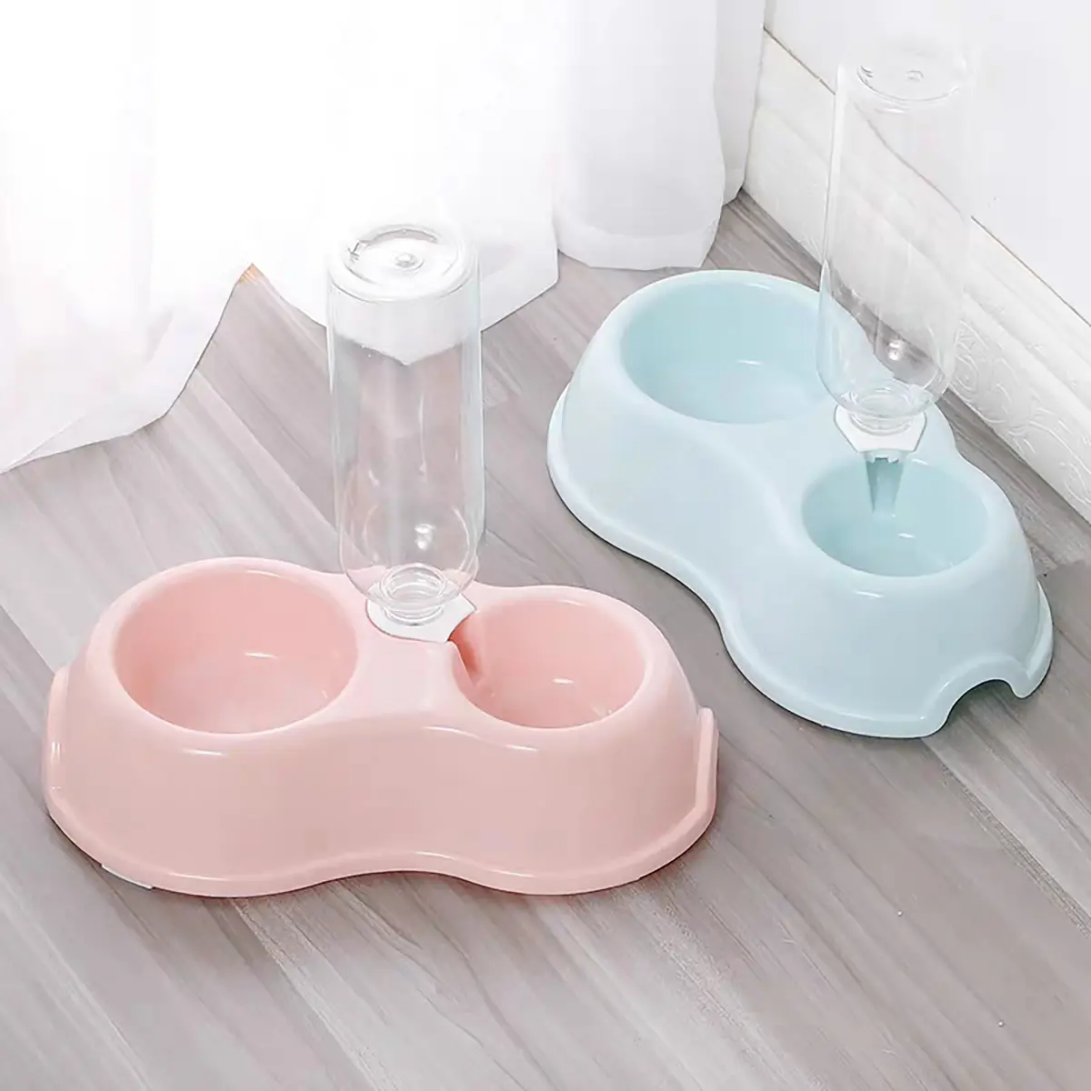 Cat / Dog PETS Pet Supplies Bowl 2 in1 Double Cat Dog Round Bowls For Pet Food Water Feeder 【500ml 】Eco Bowl Automatic