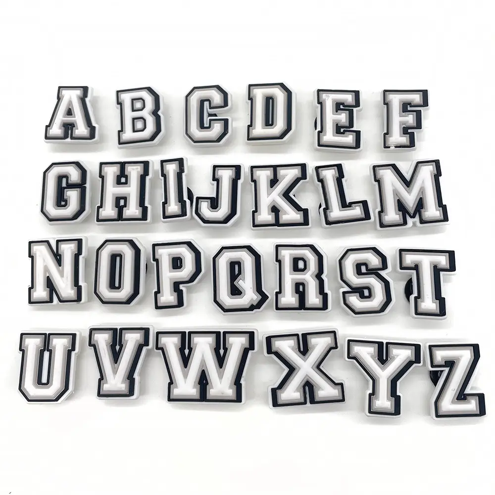 Phụ Kiện Giày, Dòng Chữ A-Z, Màu Đen Và Trắng, Bảng Chữ Cái Thường, Thích Hợp Cho Crocs Và Jibbitz, Dành Cho Phụ Nữ Và Trẻ Em, Charm Đồ Trang Trí Giày Tạo Không Khí Tốt, Thích Hợp Cho Guốc, Dép Và Ghim