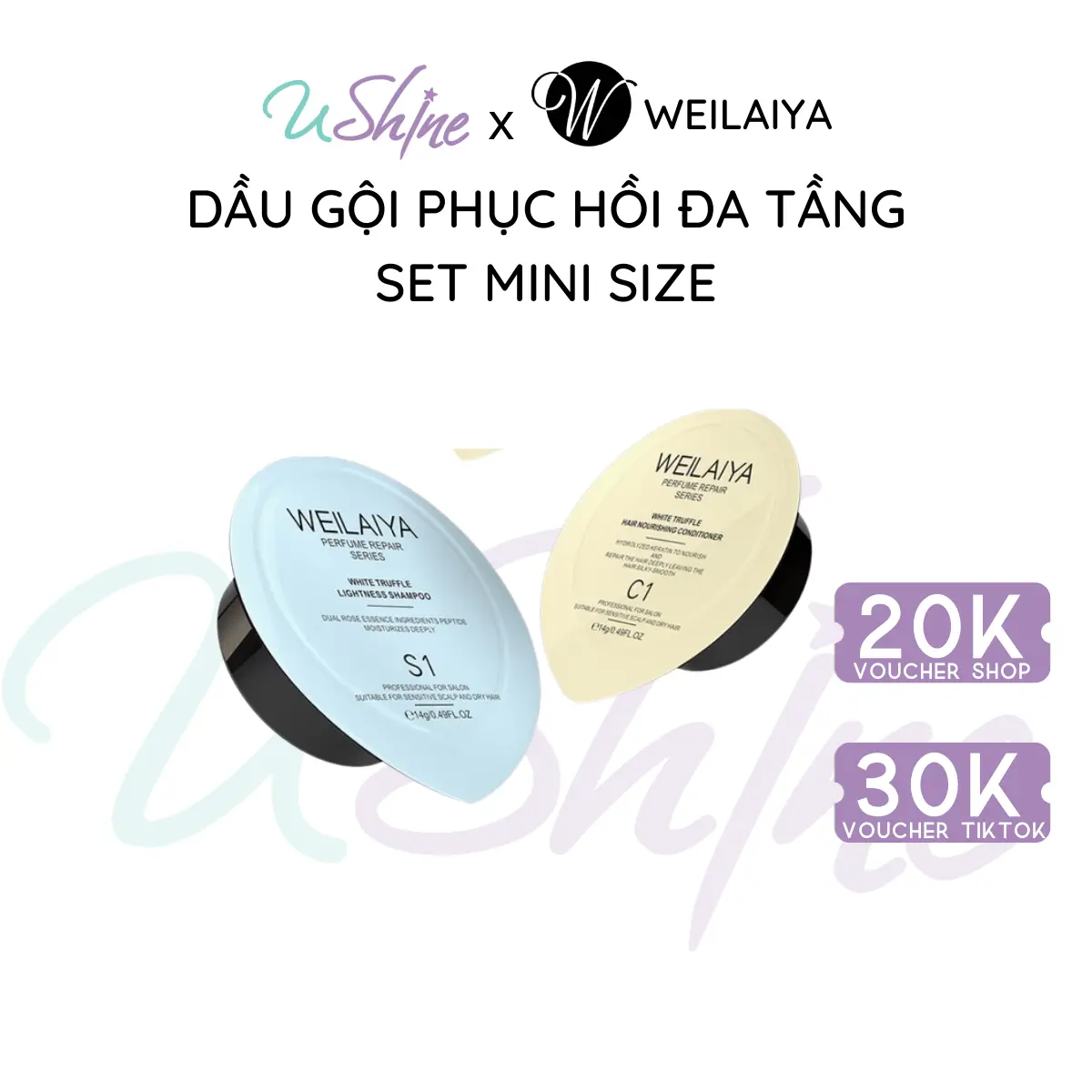 Dầu gội xả phục hồi tóc đa tầng nấm Truffle Weilaiya, mini size