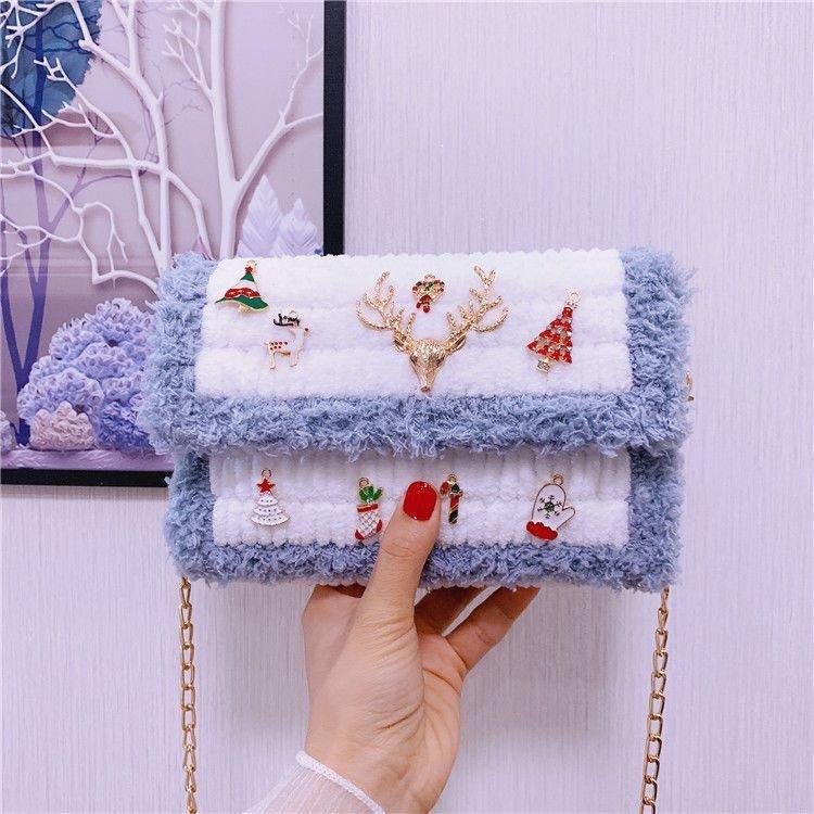  Túi len tự đan có gắn charm giáng sinh Túi handmade DIY tự làm  Có Hướng Dẫn  Phụ kiện đan túi SODA Đeo Vai Bag Nữ Đeo Chéo Canvas 
