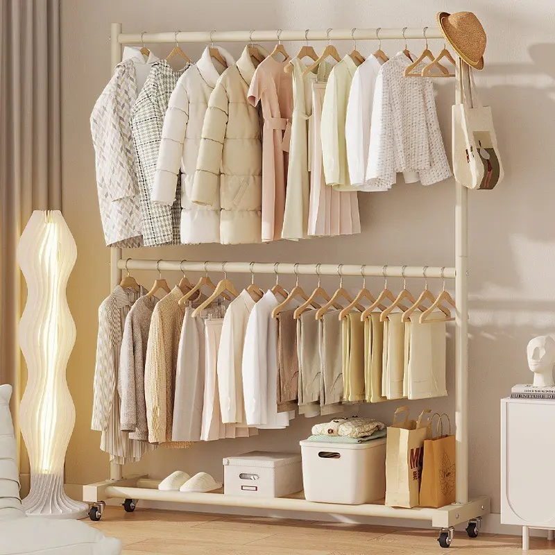 Kệ Quần Áo 2 Giàn Treo Có Bánh Xe Tiện Lợi YKA Khung Kim Loại Để Giày Dép Túi Xách coat  racks kephoi  quanao kệ  treo kệ  treo kệ  treo dàn  treo ketreo  quanao sào  treo treo  quần kệ  ráp treo  đồ ketreodo 5
