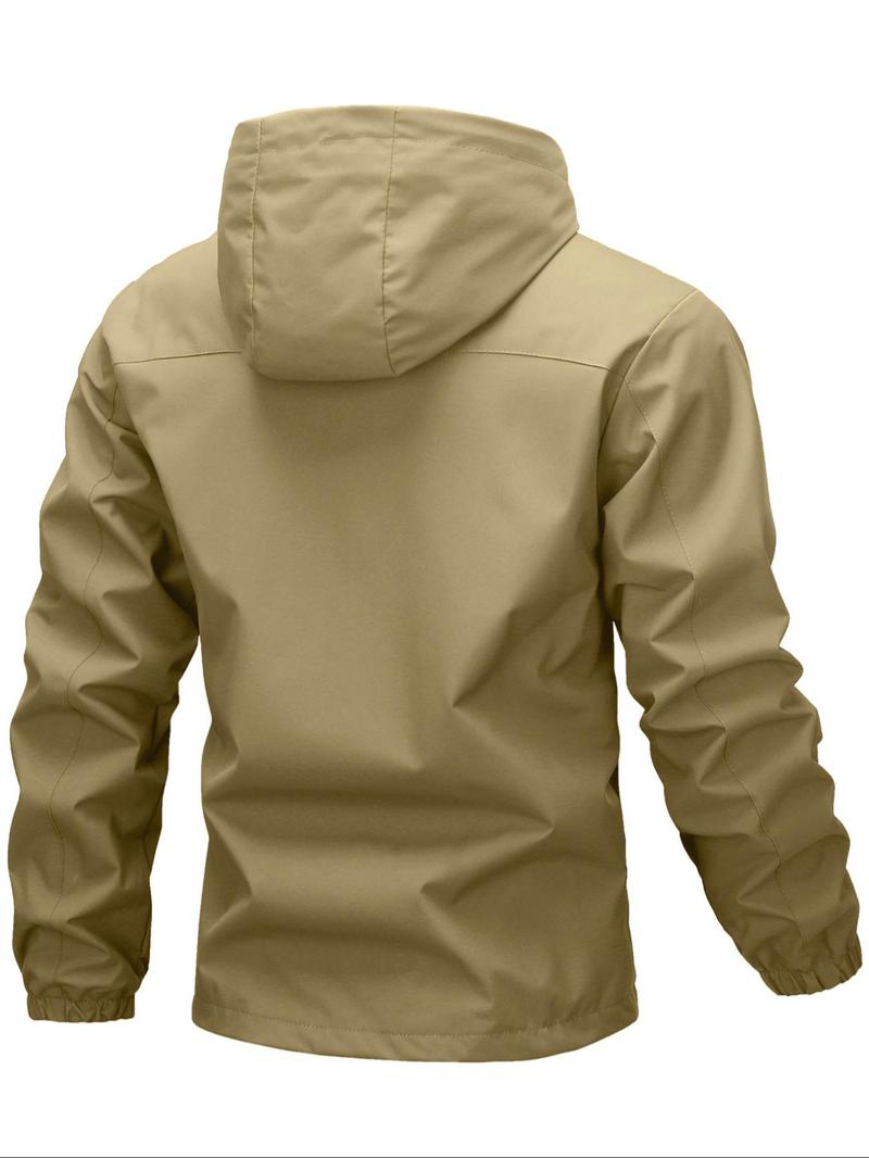 Product Introduction of Men's Solid Color Hooded Zip Up Jacket, Regular Fit Casual Windproof Waterproof Softshell Comfortable Versatile Sports Outdoor Jacket for Daily Wear, Fashionable Functional Jacket for Men, Coats 7