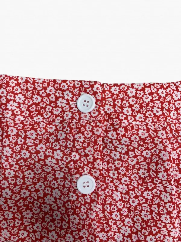 Women's Ditsy Floral Print Button Front Skirt, Casual High Waist Midi Skirt for Spring & Fall, Women's Bottoms for Daily Wear 5