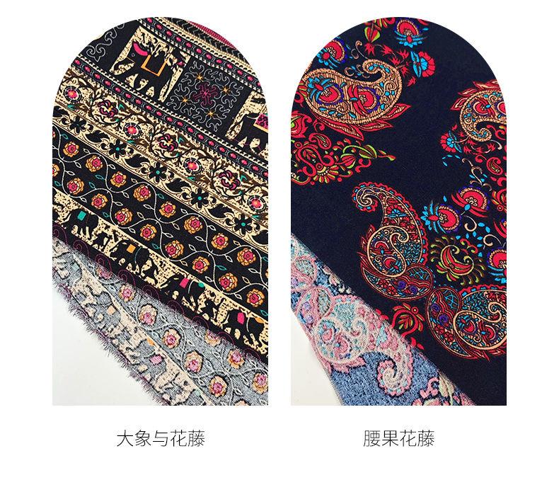 Product Introduction of [Red Plum] Jlhbygf Antique Fabric Cotton Linen Bohemian Printed Clothing Fabric Vintage Handmade DIY Southeast Asia Tablecloth and Curtain 25