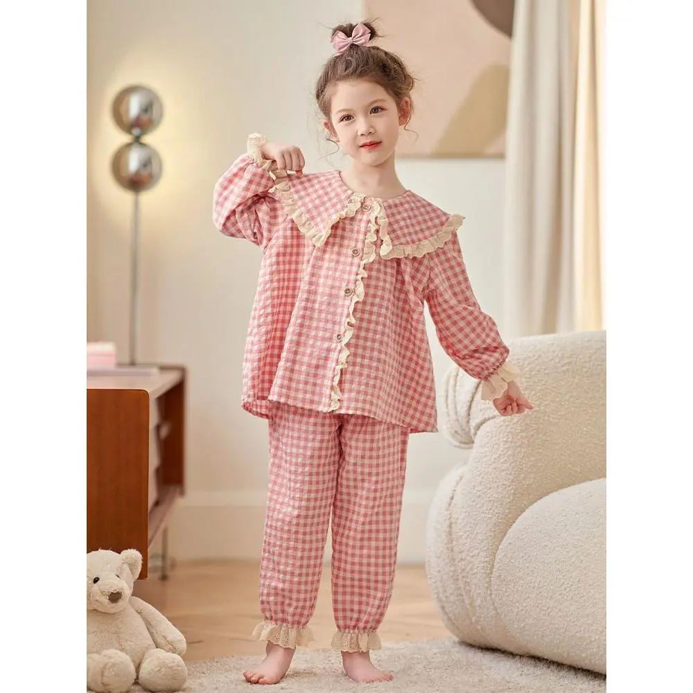 Bộ Đồ Ngủ Trẻ Em, Dành Cho Bé Gái, Dài Tay, Thiết Kế Kẻ Sọc Mới, Thích Hợp Cho Mùa Xuân Và Mùa Thu, Trẻ Em Trung Bình Và Lớn, Phong Cách Công Chúa Người Nổi Tiếng Trên Internet, Bộ Đồ Mặc Nhà, 2024