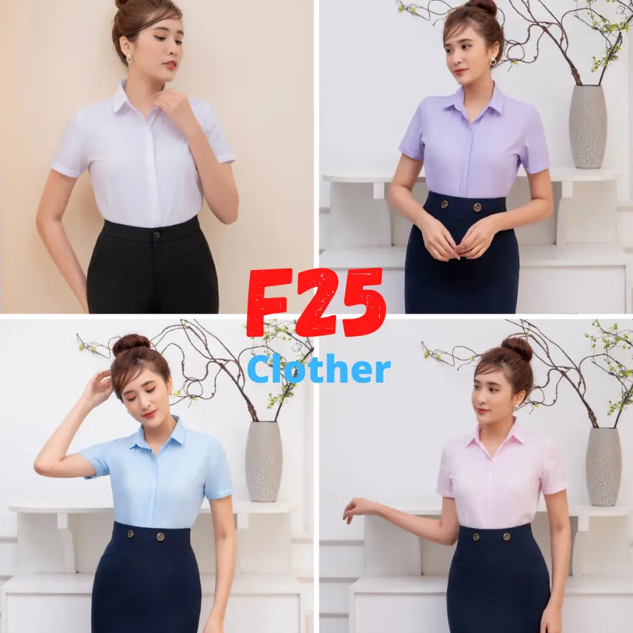 Áo Sơ Mi Nữ Cộc tay, Dáng Xuông , Giấu Khuy , Chât Liệu Lụa mềm mịn không nhăn không phai màu. Size 40 - 70 kg Women Top Cotton Nhung