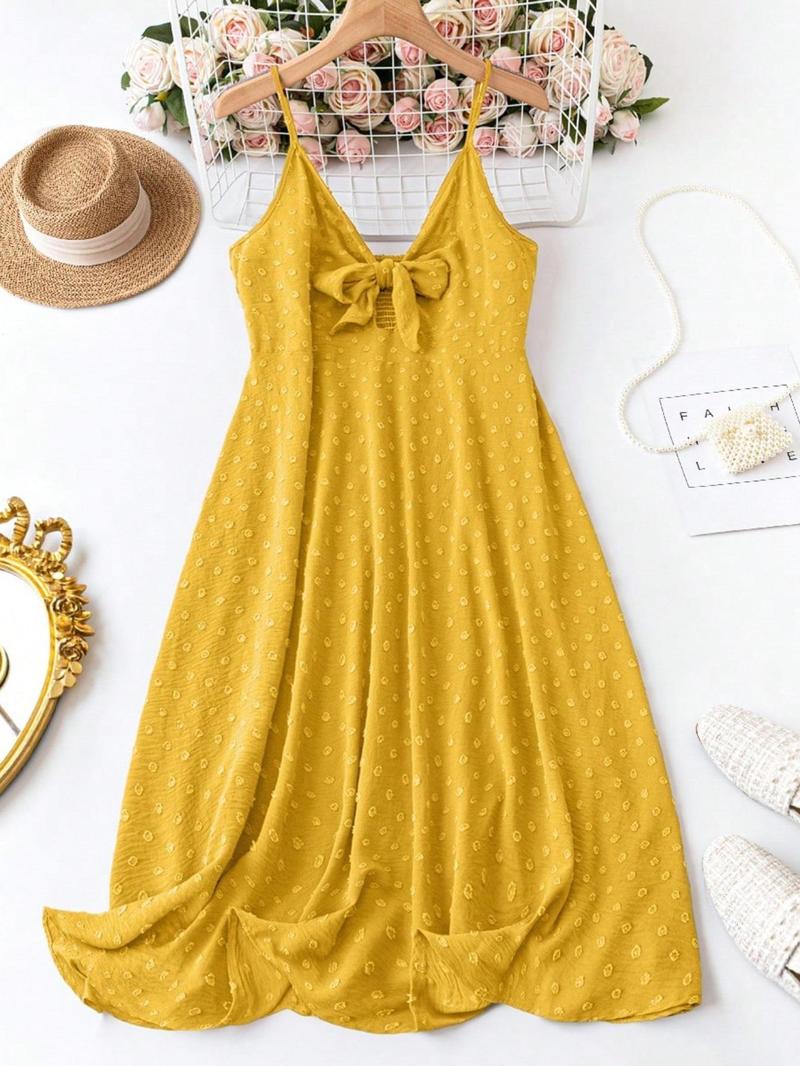 Product Introduction of 【Plus Size】 Solid Color Cami Dress, Elegant V Neck Sleeveless Dress for Summer, Women's Plus Clothing for Daily Wear 1