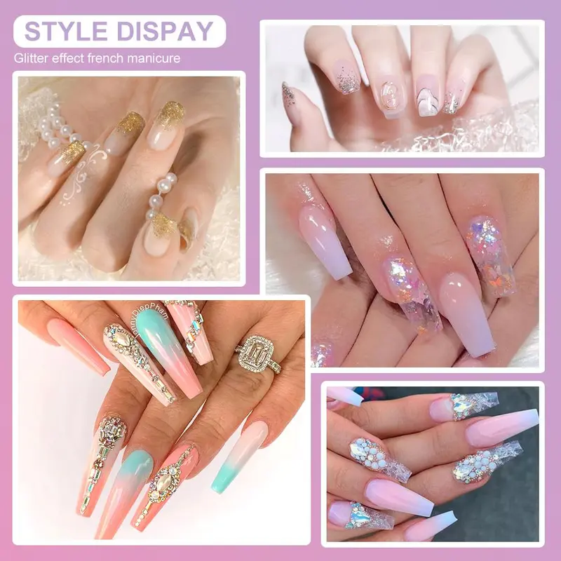 Complete Acrylic Nail Kit for Beginners, 1 Set Professional Acrylic Manicure Kit with UV LED Nail Lamp & Glitter Sequins, Powder, Nail Brushes and Pens 4