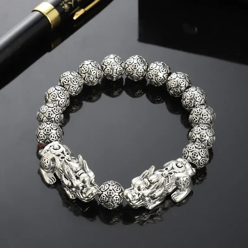 Tibetan Ethnic Bracelet  Men's Pi Xiu Bracelet Obsidian Bracelet