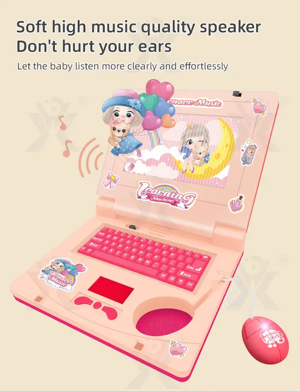 Mainan Laptop Anak Alat Bantu Belajar Learning Machine Notebook Laptop Mainan Edukasi Anak Laptop Mainan Mini/ Laptop Edukasi Anak Variasi Musik Inggris Kartun Bergerak Plastik Led Toy 3