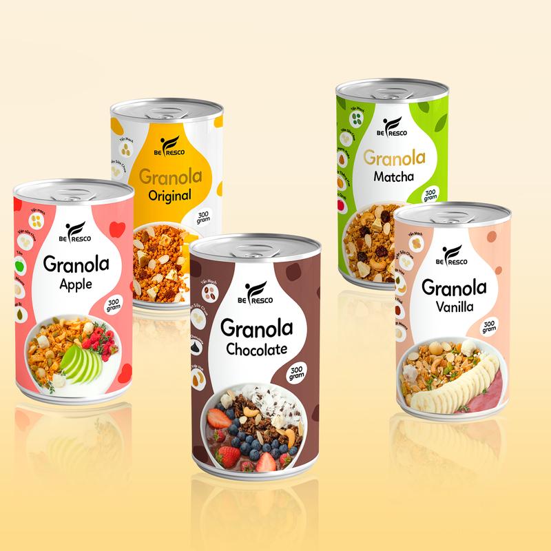 ĐỦ VỊ Granola Ngũ Cốc Ăn Liền 40% Hạt Trái Cây Sấy Ít Đường Befresco 300g Food