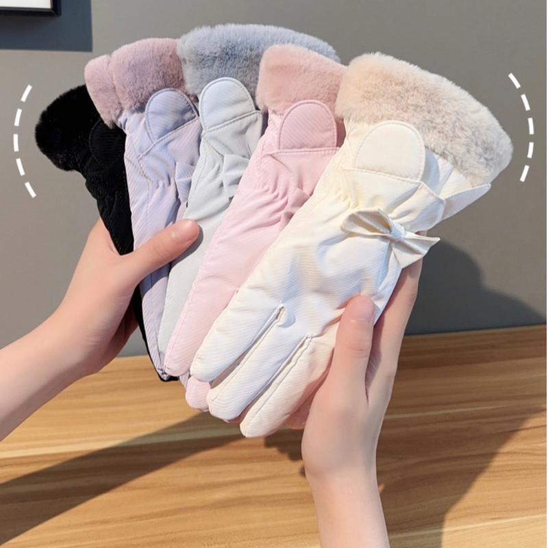 Găng tay lót lông cho nữ siêu ấm nhiều màu, dùng được thời tiết âm độ mặt trên là da lì mặt lòng bàn tay là nỉ(QC) 3
