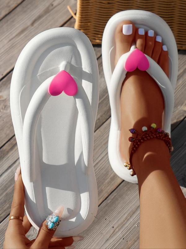 Women's Heart Design Slides, Casual Comfortable Home Slippers, Lightweight Slippers for Indoor & Outdoor Wear, Summer Barefoot Shoes for Beach, Girl 3