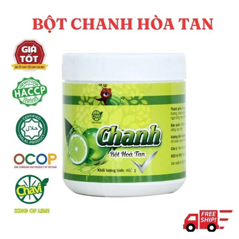 Bột Chanh Hòa Tan Chavi Hũ 400g Có Đường Dùng Pha Nước Trái Cây